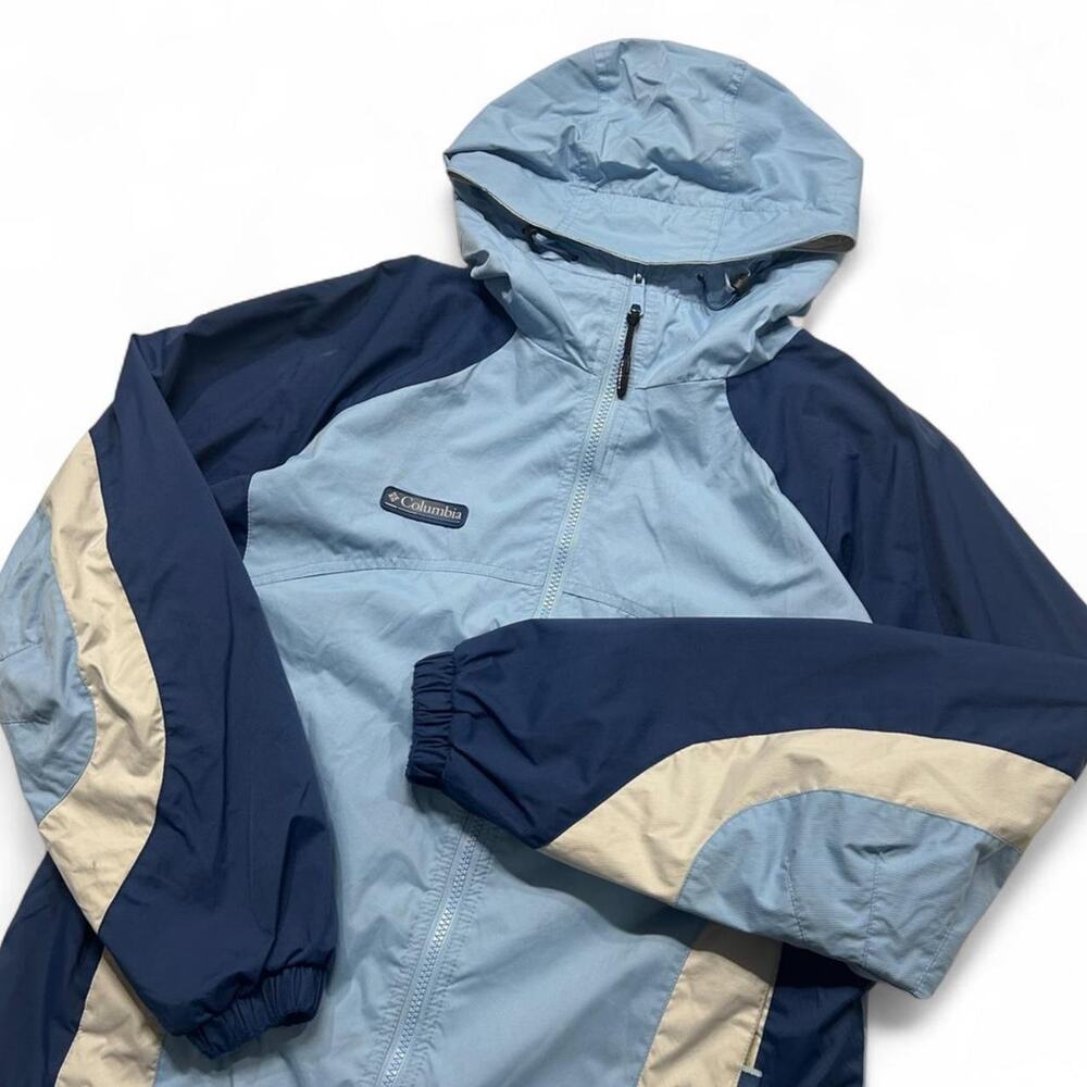 Columbia womens packable blue colorblock